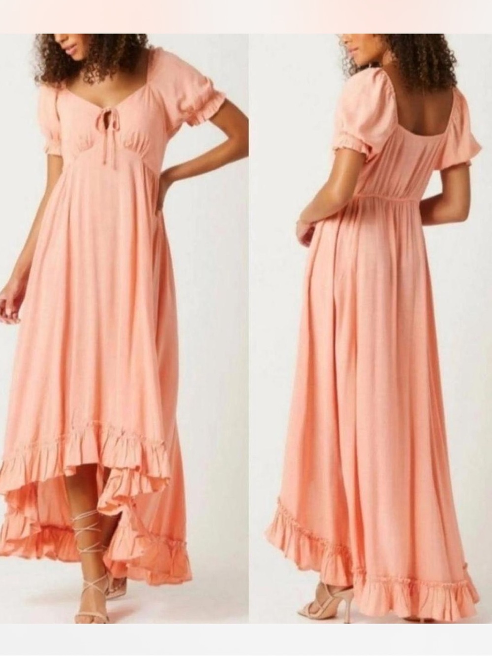 Patrons of Peace Puff Sleeve Coral Maxi Dress- Pink Clay